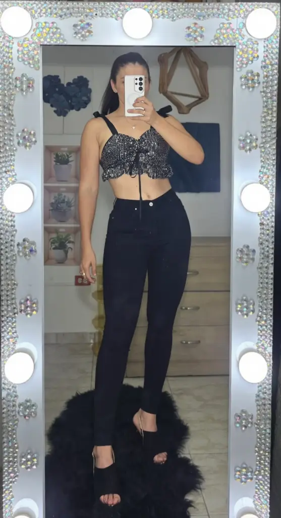 Jean mujer negro brillo 4552