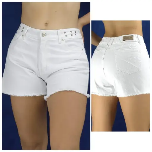 Short mujer blanco taches 4374
