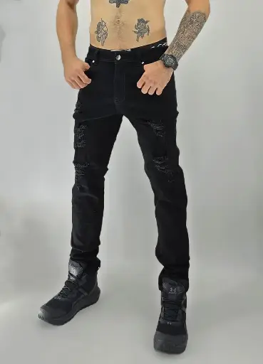 Jean hombre crixler negro rotos 4472
