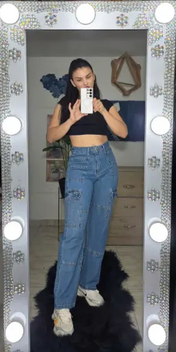 Jean mujer cargo brillo 4556